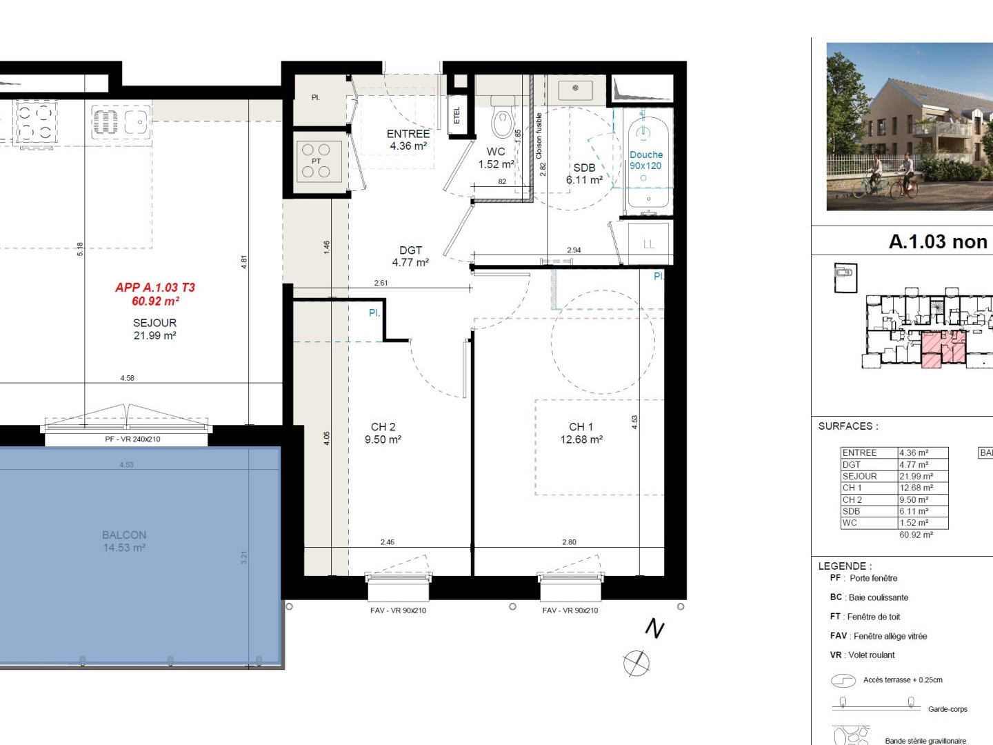 Appartement à vendre - 3 pièces - 61m2 - Ouistreham (14150)