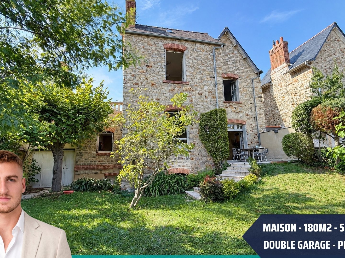 MAISON BOURGEOISE EN PIERRE - 180M2 - DOUBLE GARAGE - JARDIN PR