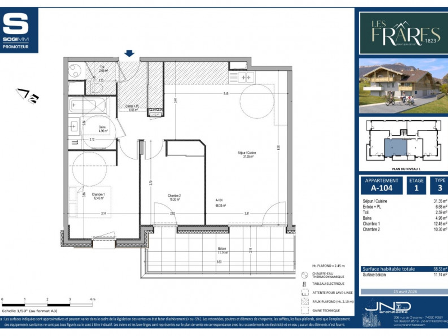 Appartement à vendre - 3 pièces - 68m2 - Saint-Jean-De-Sixt (74450)