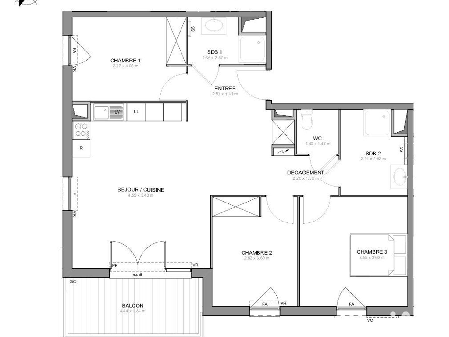 Appartement 4 pièces 82 m²