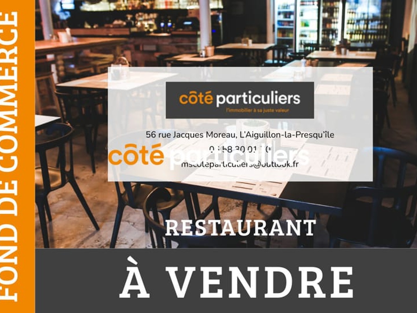Fonds de commerce Restaurant Emplacement N 1 à L'Aiguillon-La Presqu'île