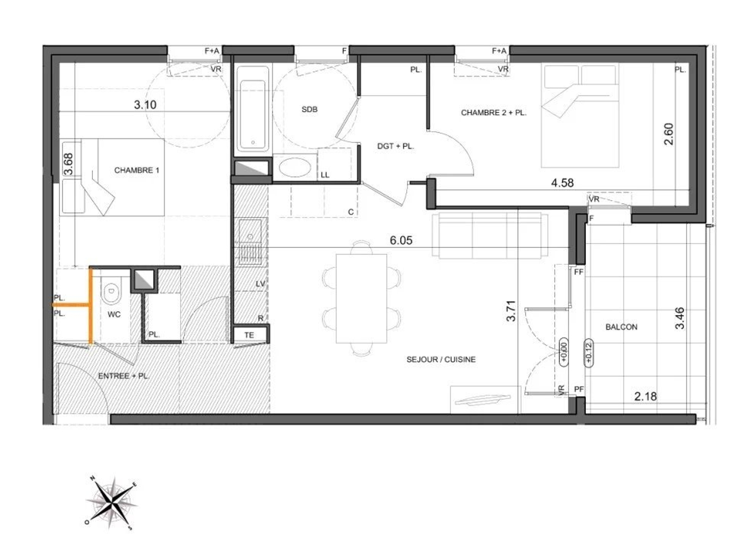 Appartement T3 neuf dans une résidence avec piscine, à deux pas des plages