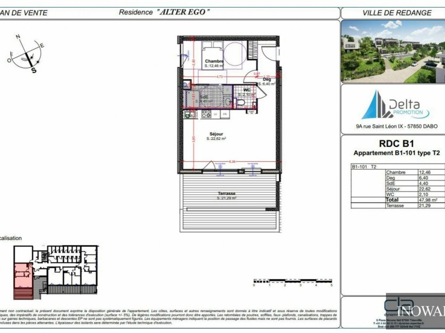 Appartement à vendre - 5 pièces - 48m2 - Rédange (57390)
