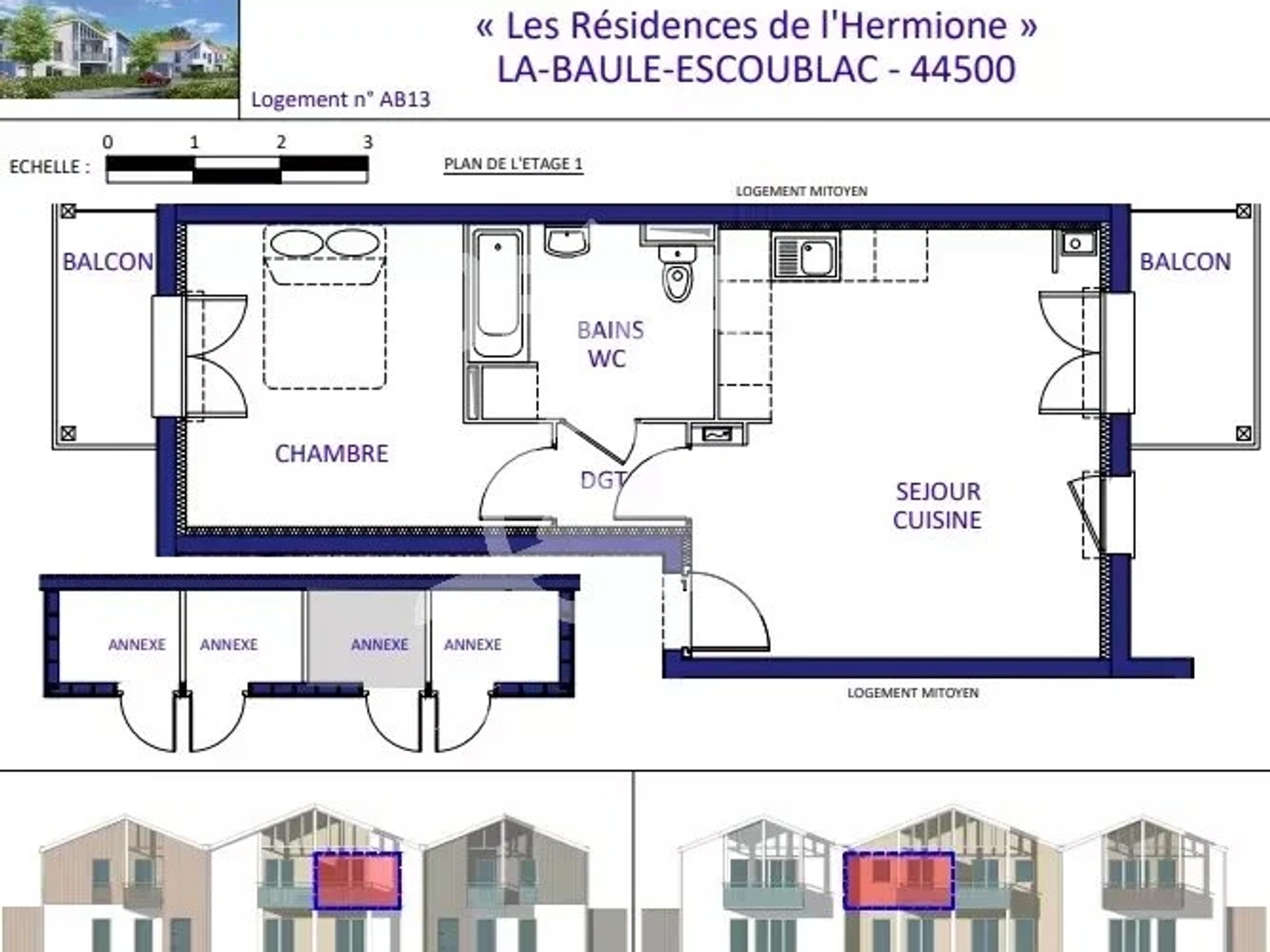 Appartement à vendre - 2 pièces - 43m2 - La Baule-Escoublac (44500)
