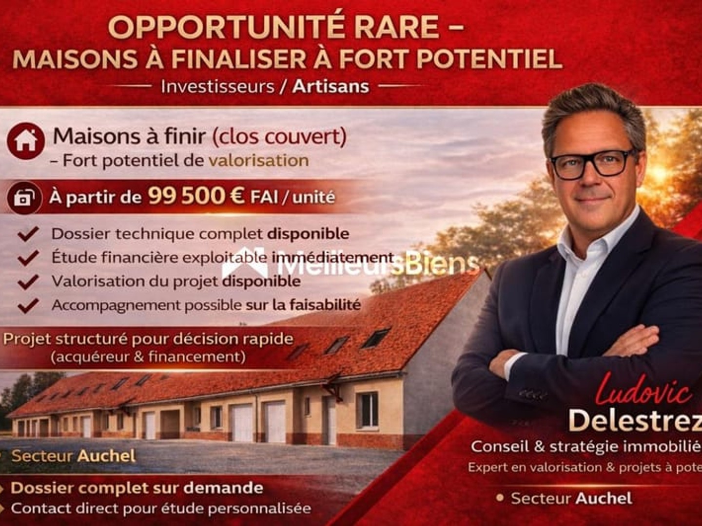 Projet à valoriser - Maisons à finir (clos couvert) - Auchel
