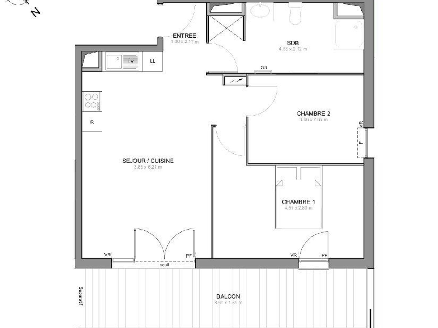 Appartement 3 pièces 59 m²