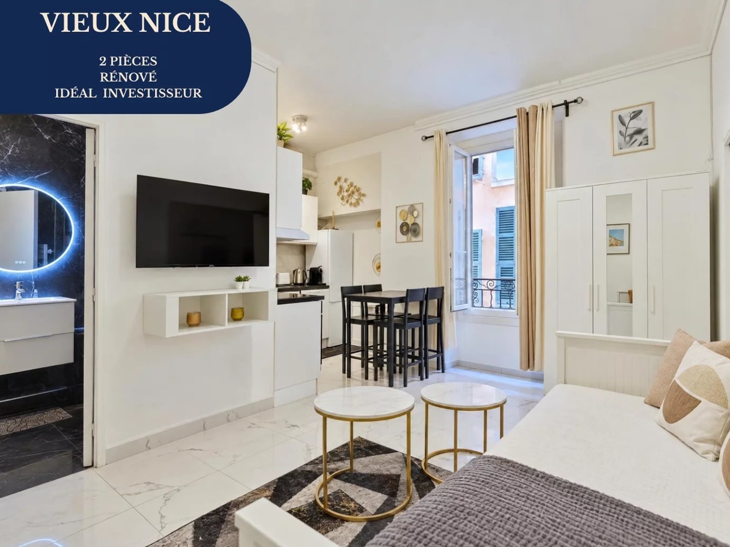 2 pièces 33,50 m² - Rénovation soignée, forte rentabilité - Vieux-Nice