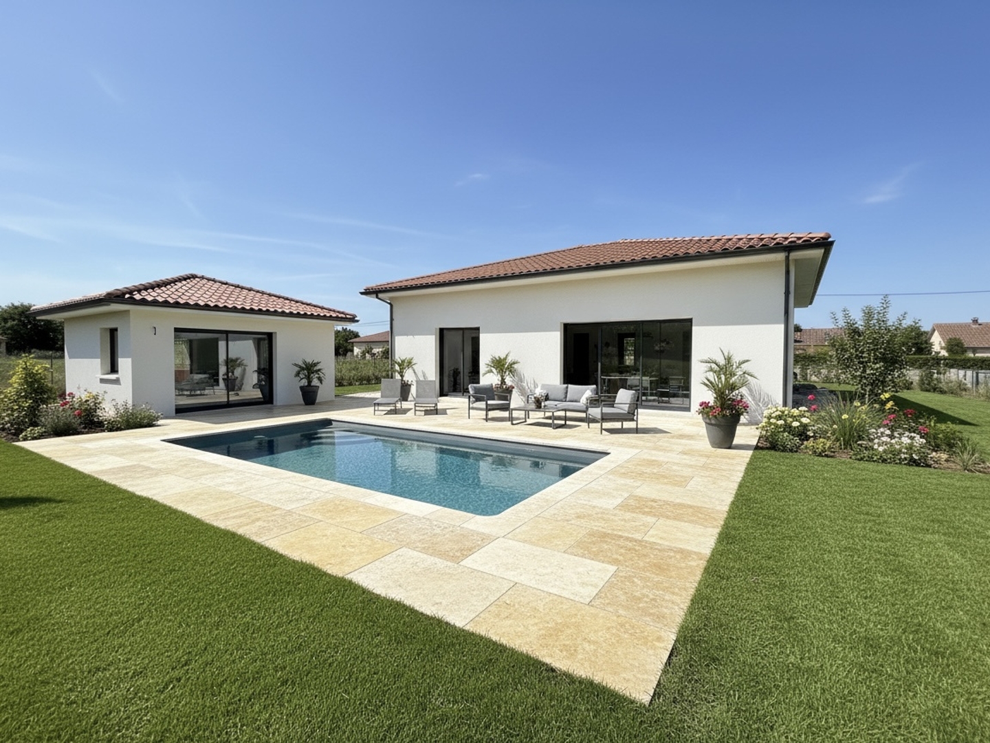 À VENDRE - MAGNIFIQUE MAISON CONTEMPORAINE DE PLAIN-PIED AVEC PISCINE À NÈGREPELISSE