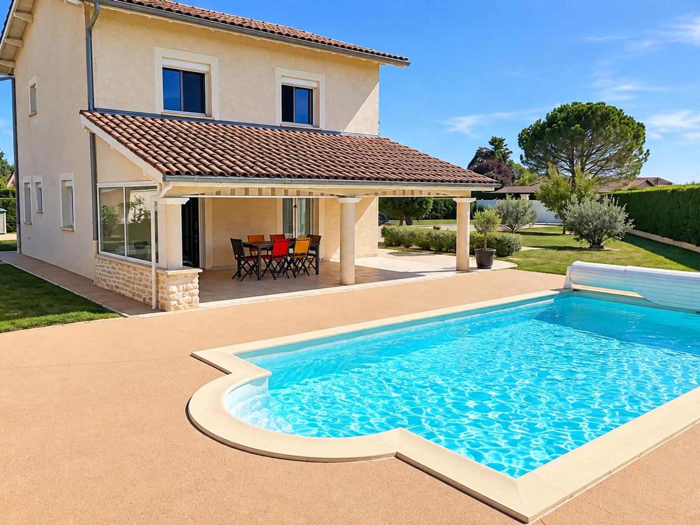 Maison 3chs+piscine+garage