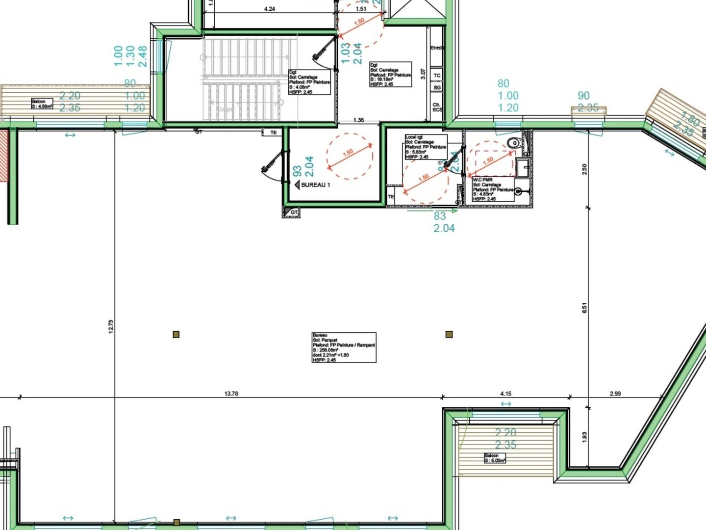 Bureau 1 pièce 265 m²