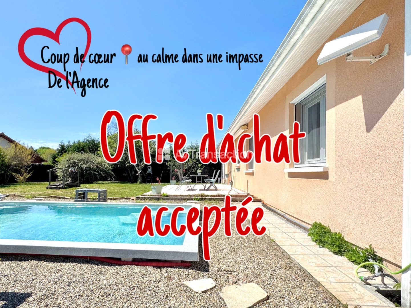 Maison plain pieds 3 chambres avec piscine au calme