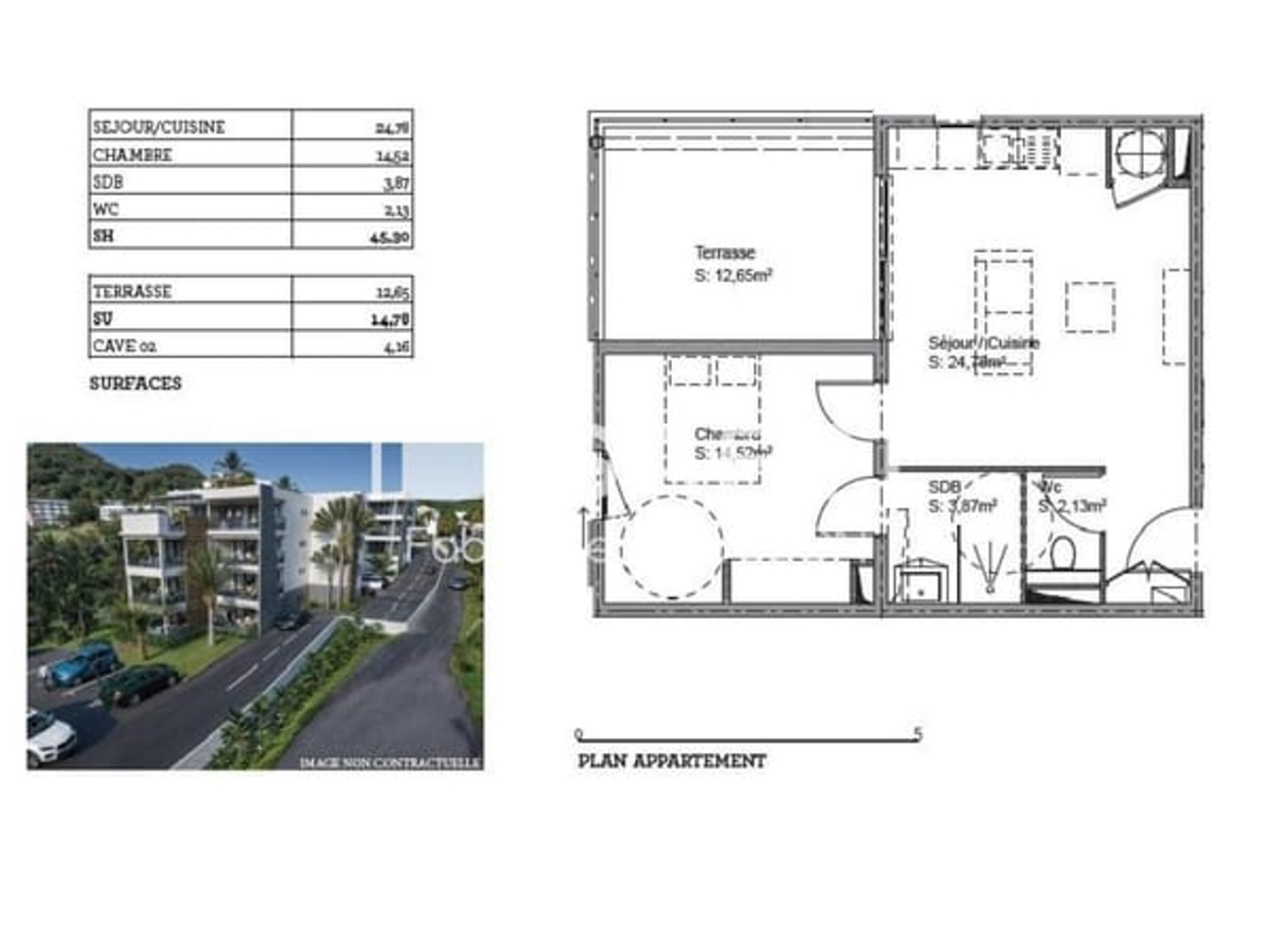 Appartement à vendre - 2 pièces - 45m2 - Le Marin (97290)