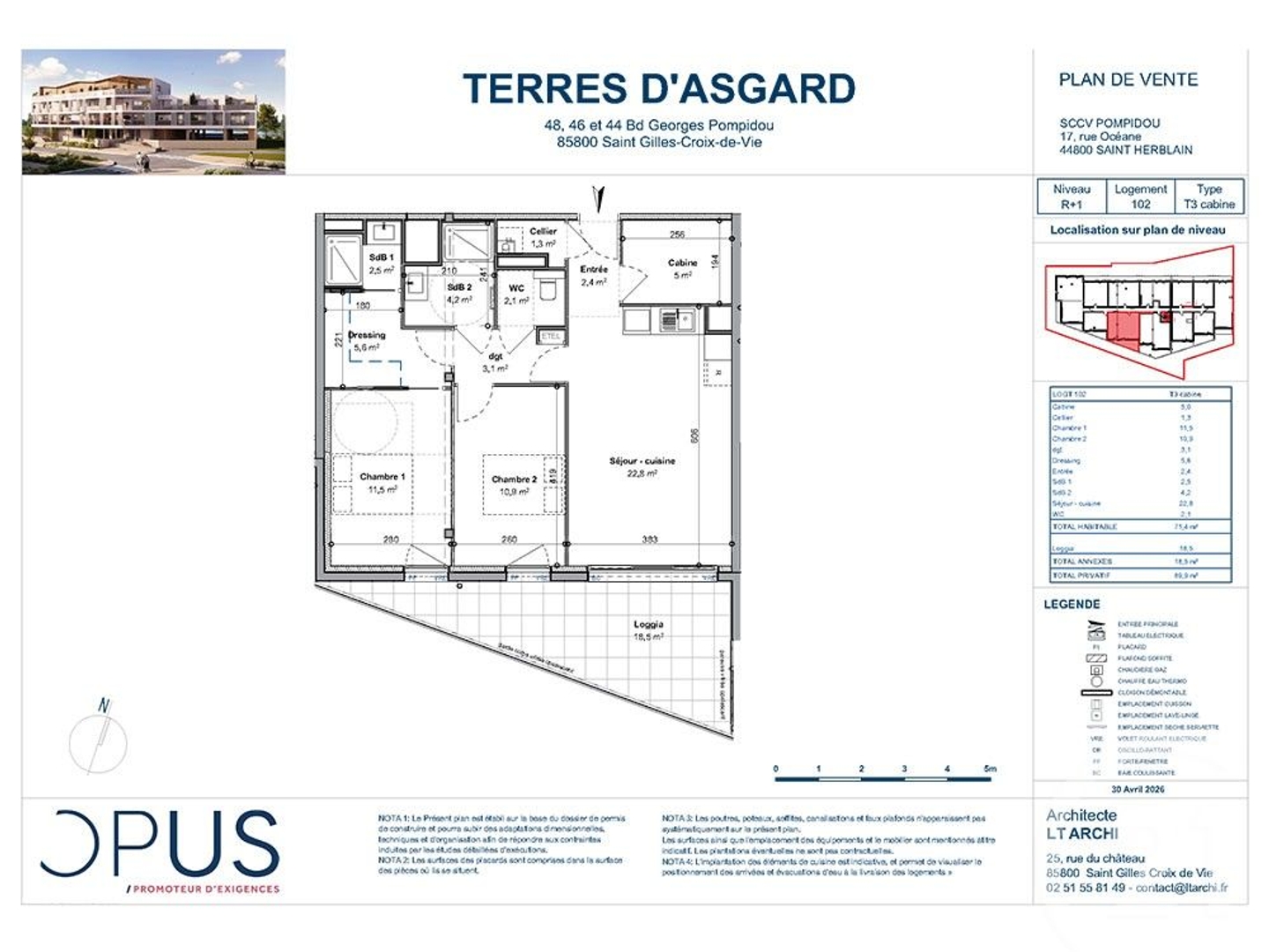 Appartement à vendre - 3 pièces - 71m2 - Saint-Gilles-Croi... (85800)