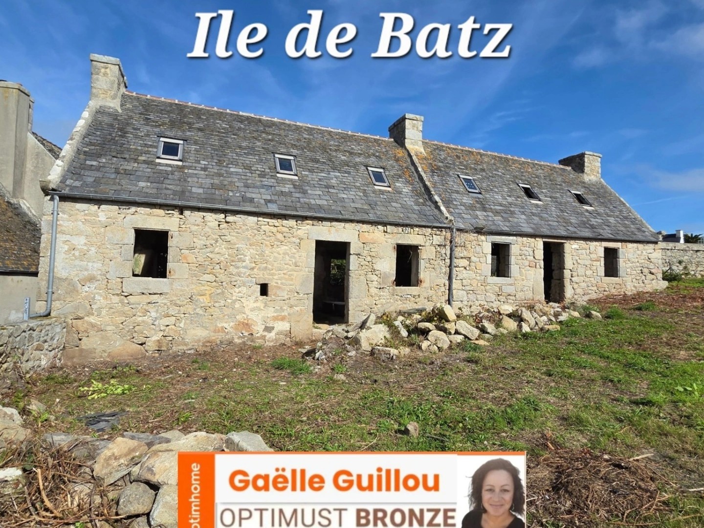 ILE DE BATZ : Longère de 75m² à rénover fort potentiel