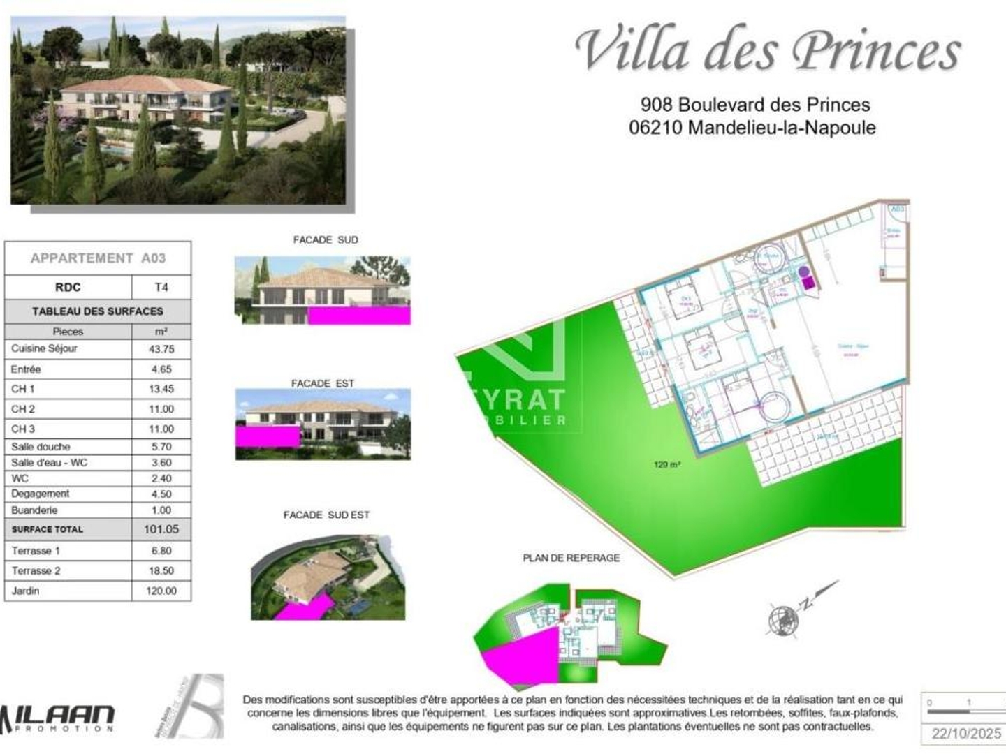 Appartement à vendre - 4 pièces - 103m2 - Mandelieu-La-Napoule (06210)