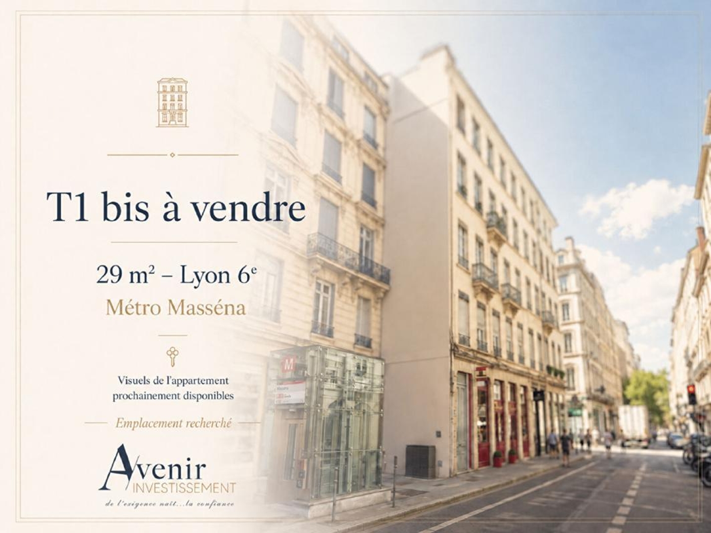 Vends t1 bis - 29 m² - Lyon 69006