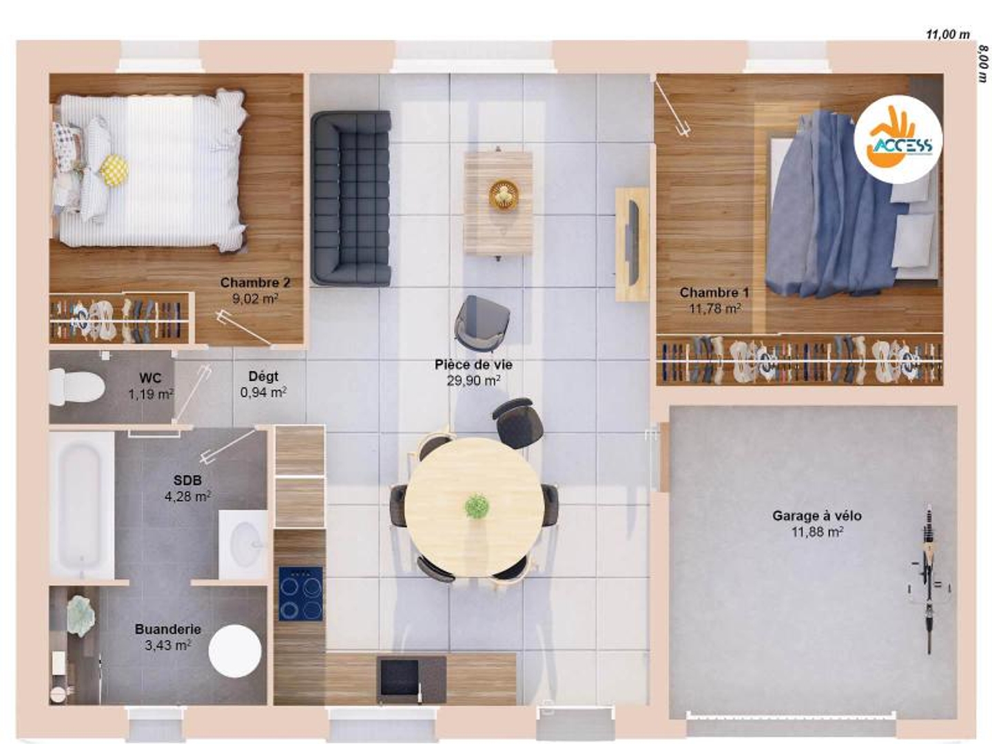 Maison à vendre - 61m2 - Andel (22400)