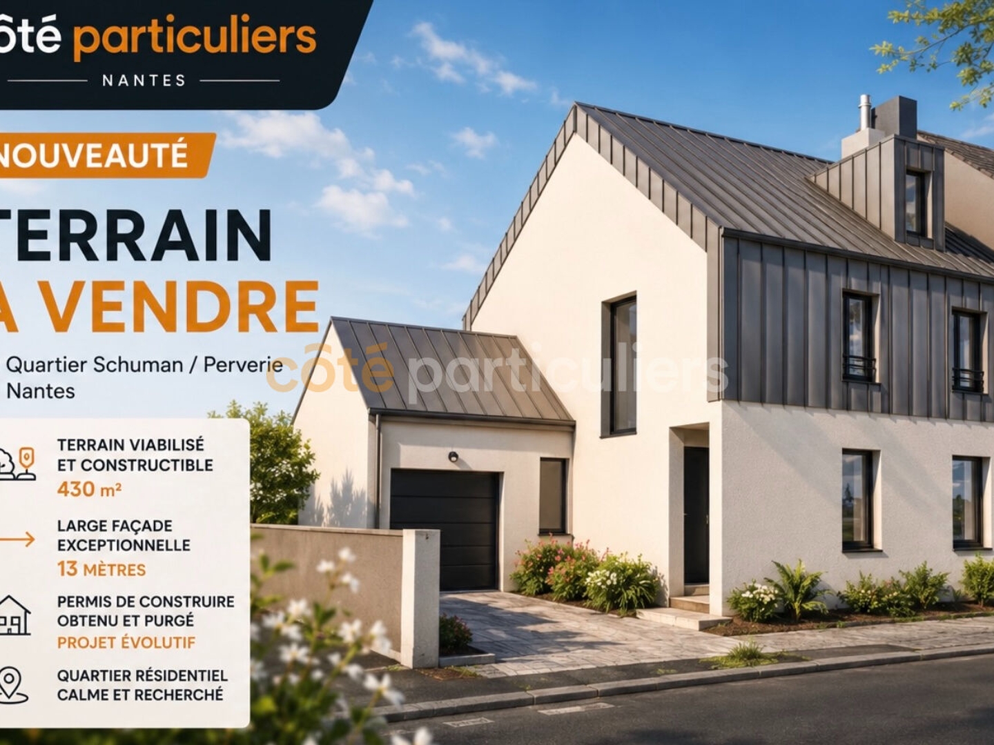 Terrain à vendre - 430m2 - Nantes (44300)