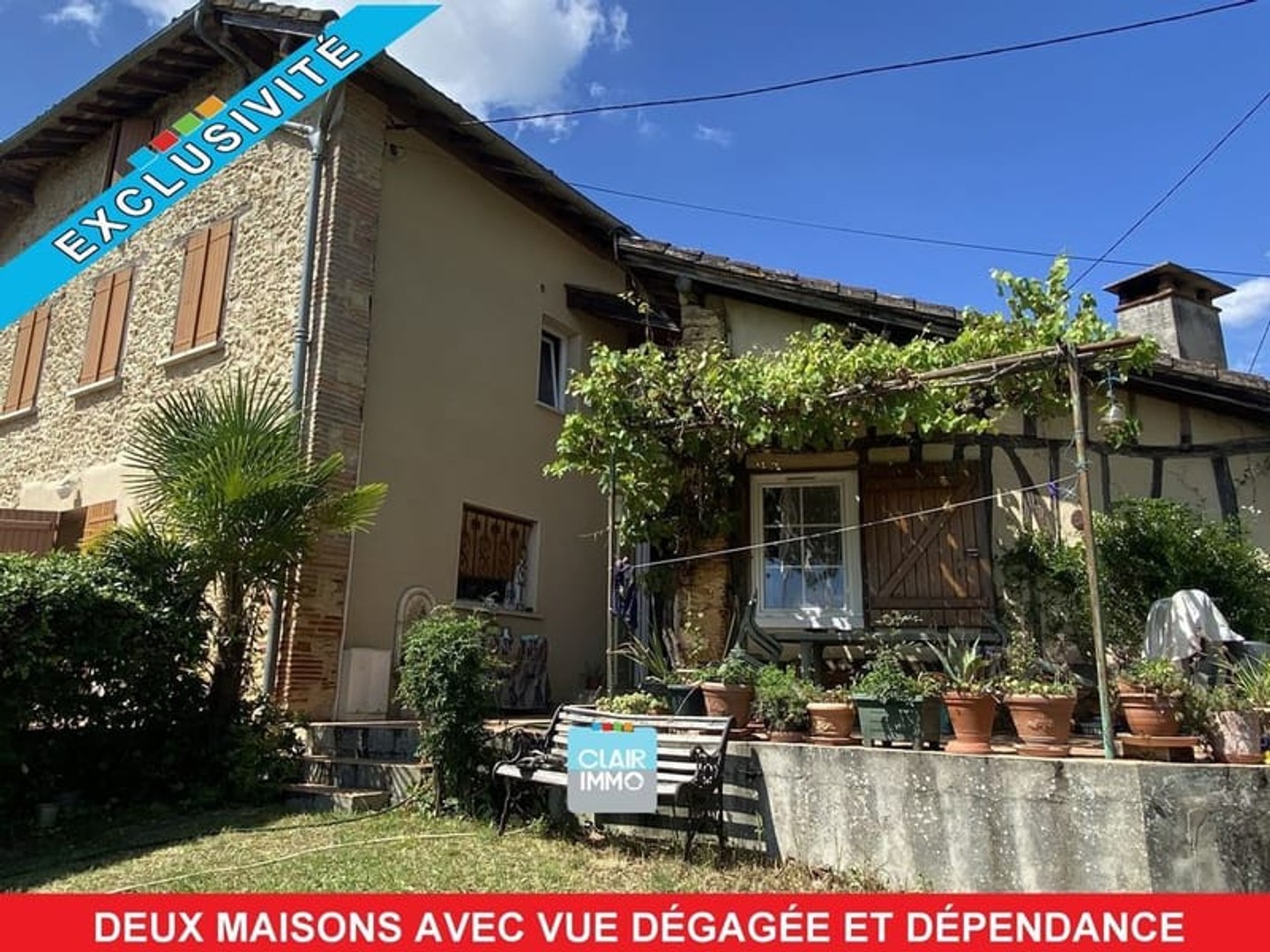 Cazaubon Ensemble immobilier rare : deux maisons de caractère