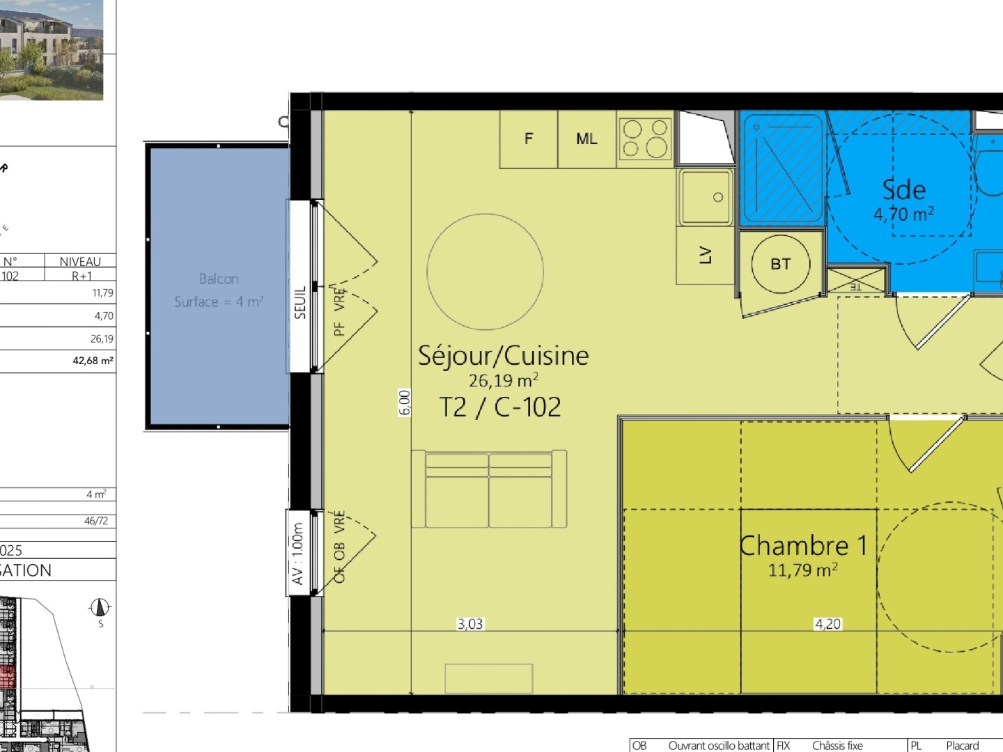 Appartement à vendre - 2 pièces - 42m2 - Ifs (14123)