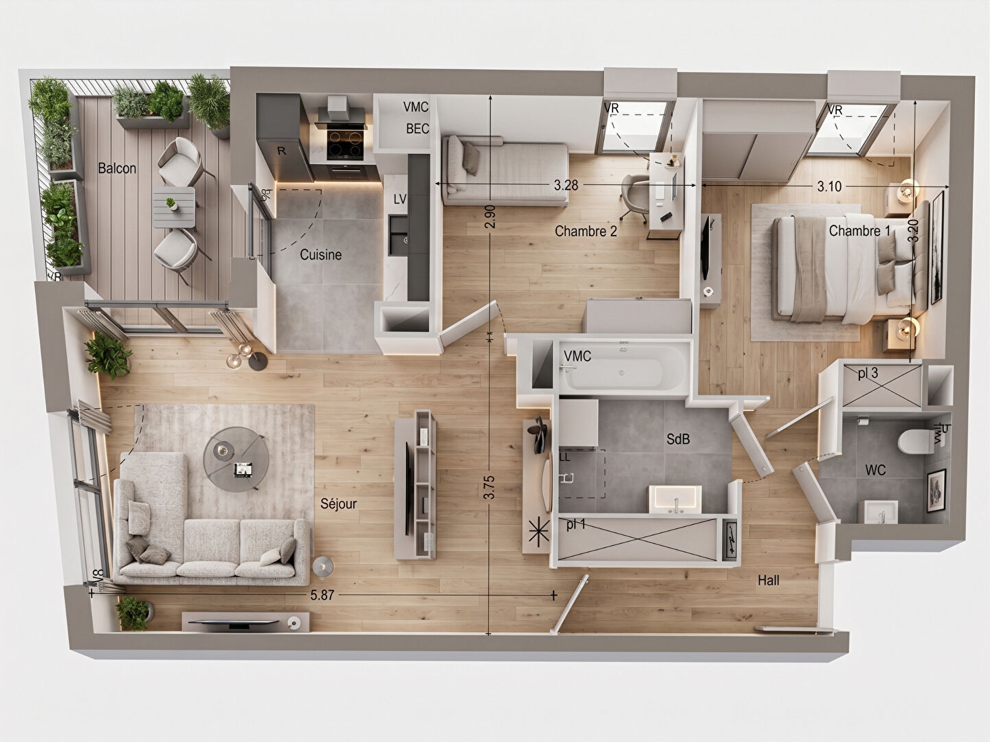 Appartement à vendre - 3 pièces - 63m2 - Nantes (44000)