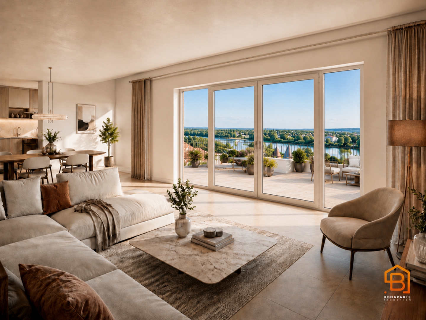 --Grand 2 pièces 57M² au dernier étage terrasse 23M² vue parc & Seine