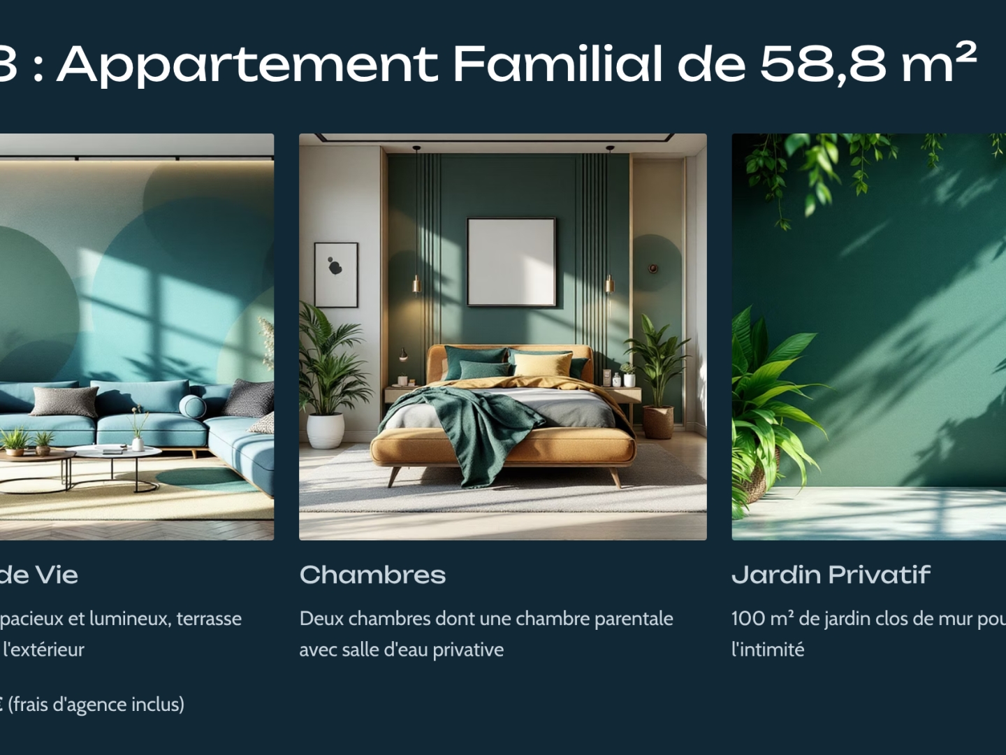 Appartement à vendre - 3 pièces - 59m2 - Saint-François (97118)