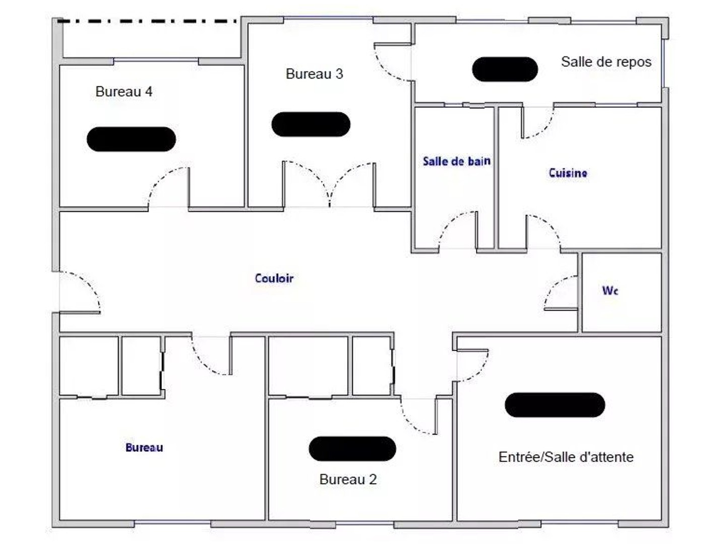 Bureaux 5 pièces 117 m²