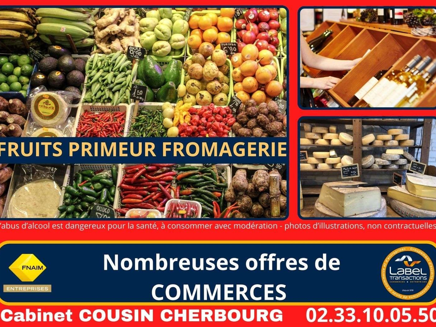 Vente FDC primeur cave à fromage et vin Les Pieux