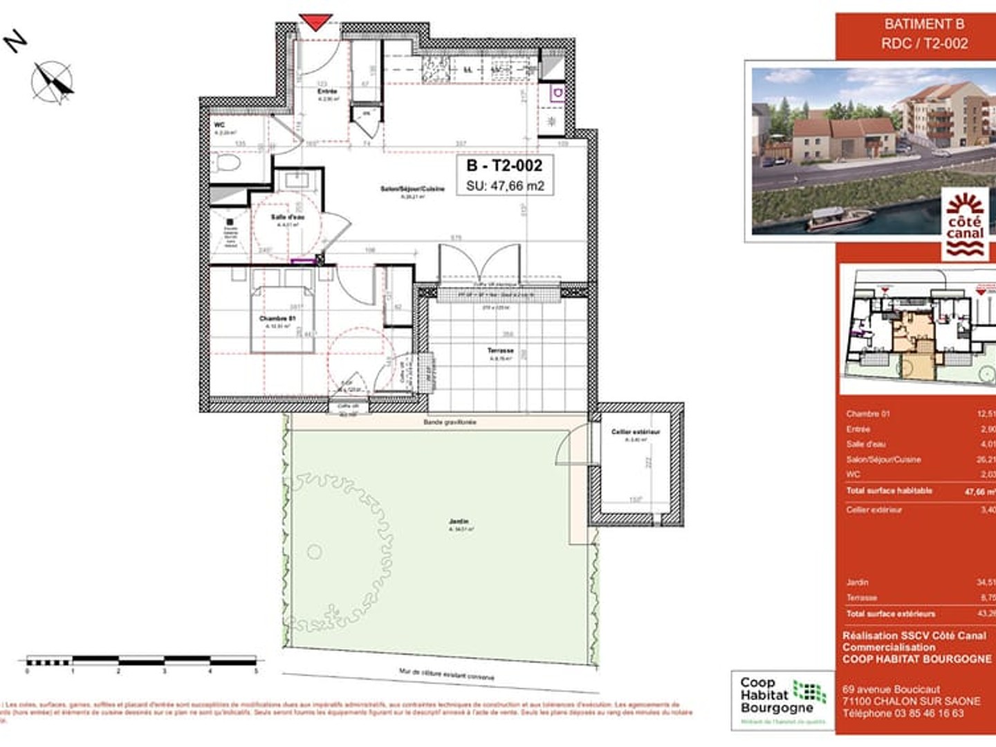 Appartement à vendre - 2 pièces - 48m2 - Paray-Le-Monial (71600)