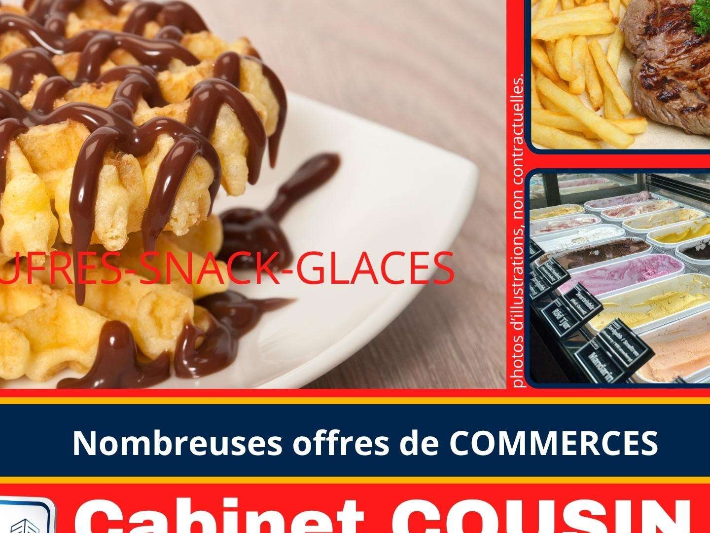 Vente snack crêperie bar glacier en angle à Pirou