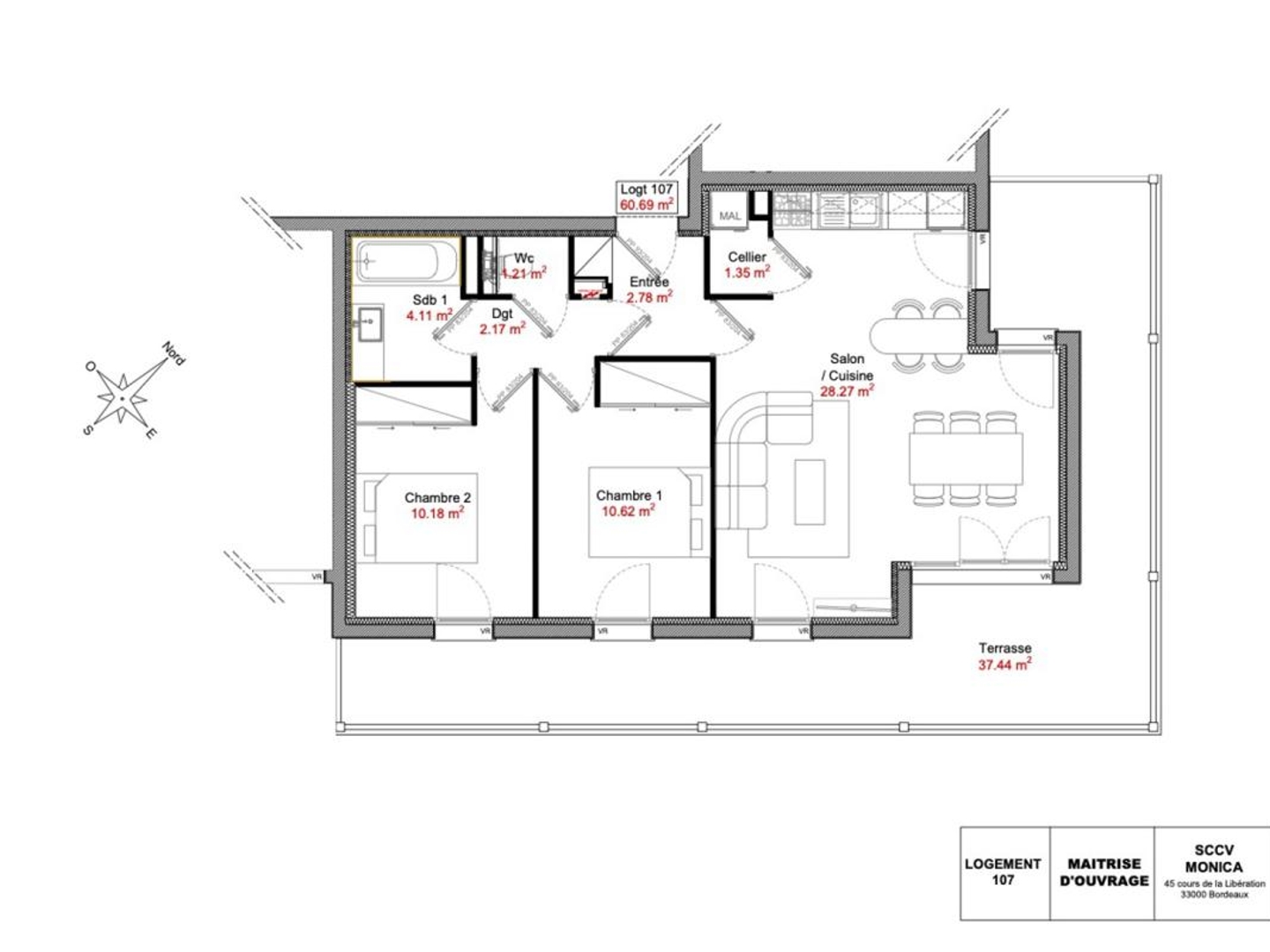 Appartement à vendre - 3 pièces - 60m2 - Lanton (33138)