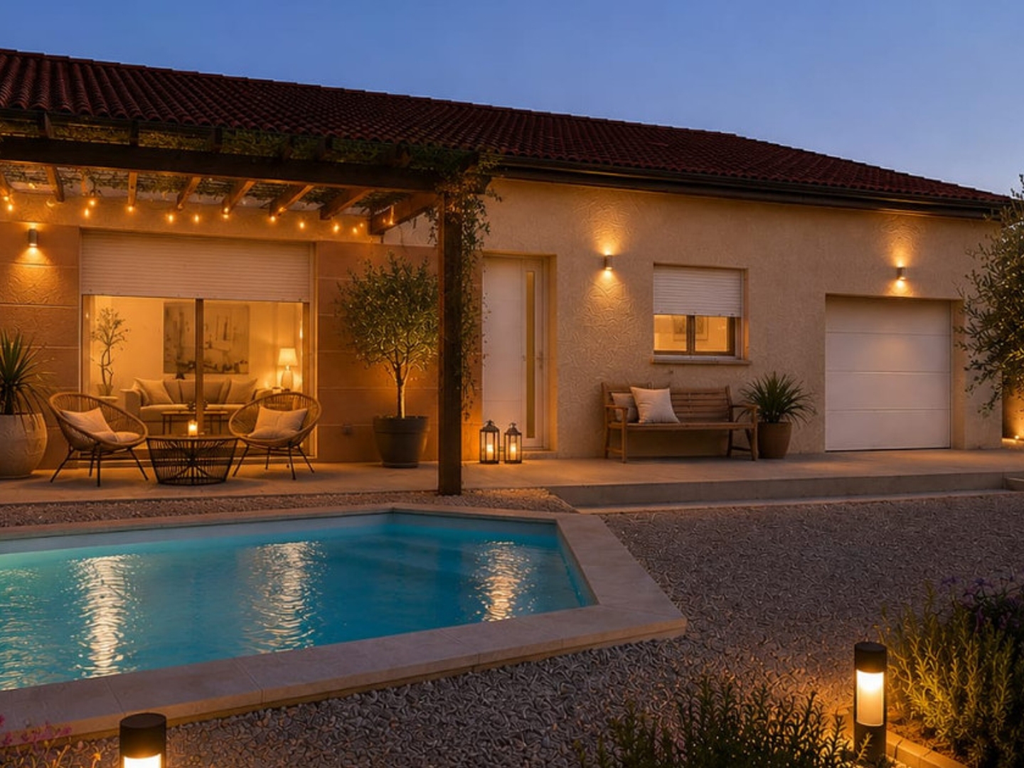Maison plain pied de 96 m² sur un Terrain de 739 m² avec une Vue sur les collines en face Les points forts