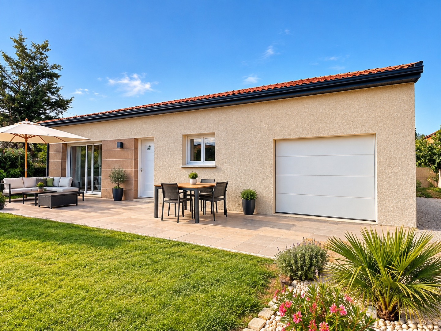 Maison plain pied de 96 m² sur un Terrain de 739 m² avec une Vue sur les collines en face Les points forts