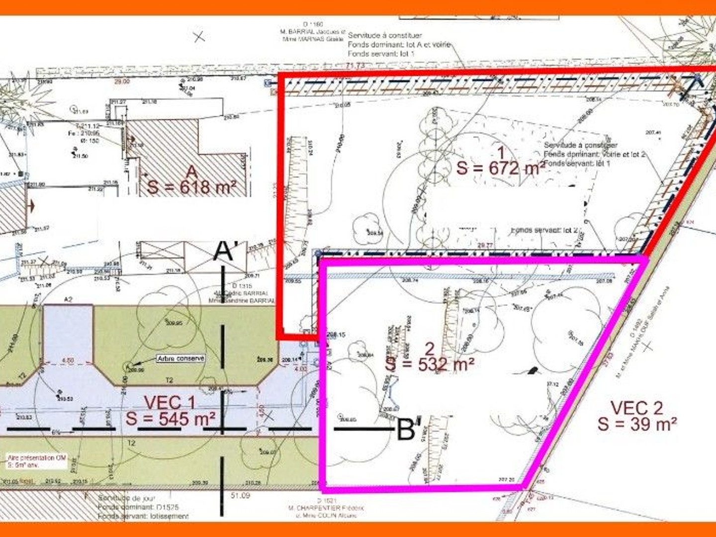 Terrain en individuel 672 m²