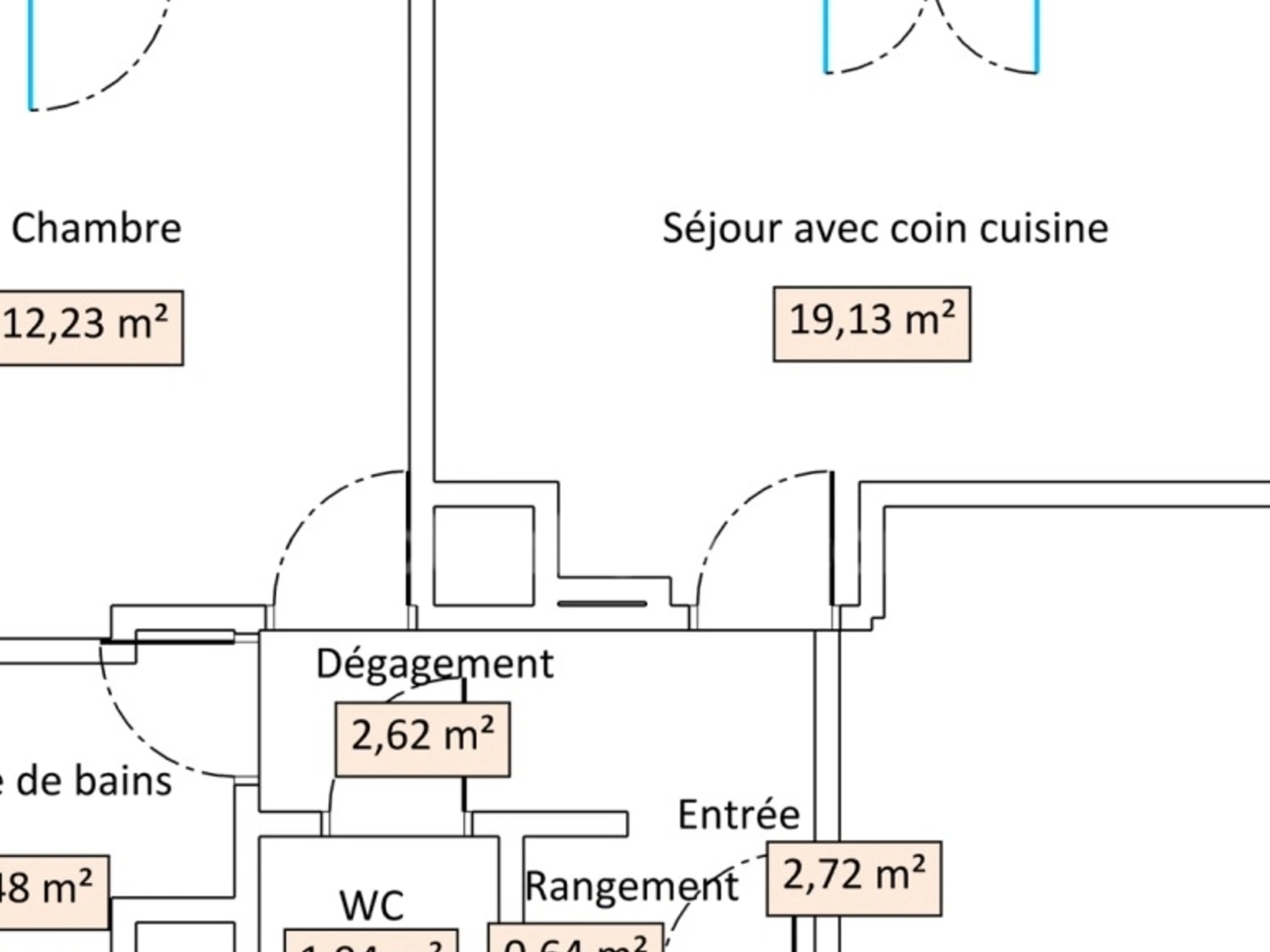 Domont (95 ) Appartement à vendre 2 pièces 46, 76 m², une chambre avec terrasse, jardinet et Parking