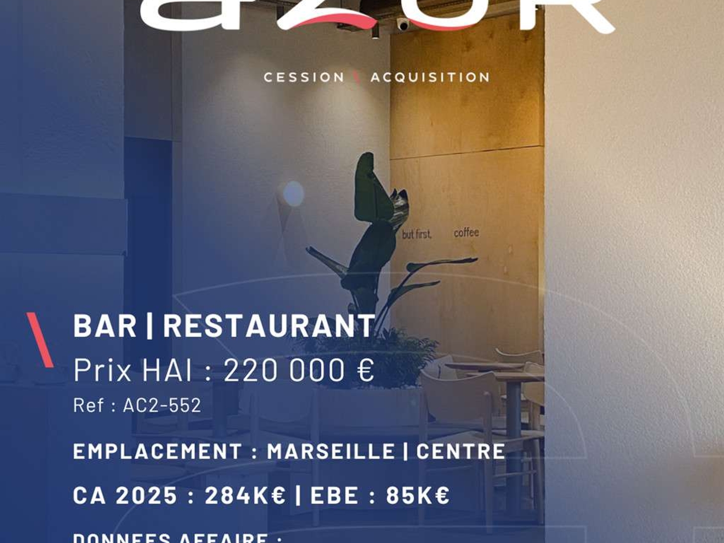 VENTE Restaurant avec Belle Terrasse à Marseille