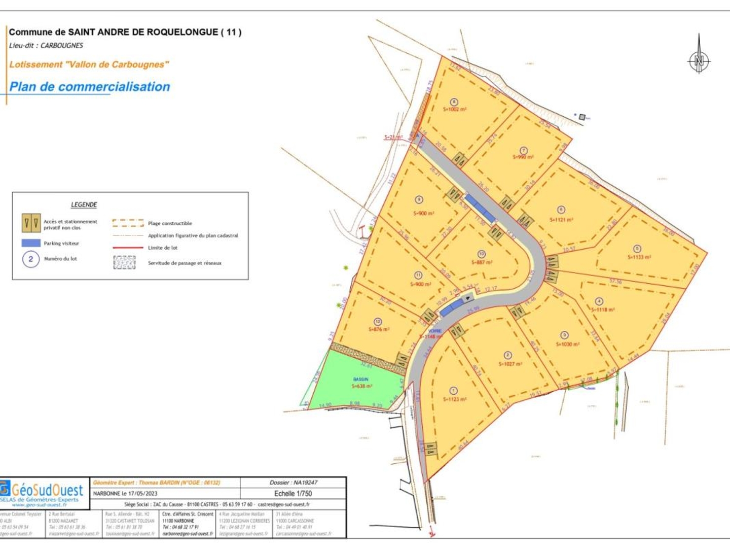 Terrain en individuel 1000 m²