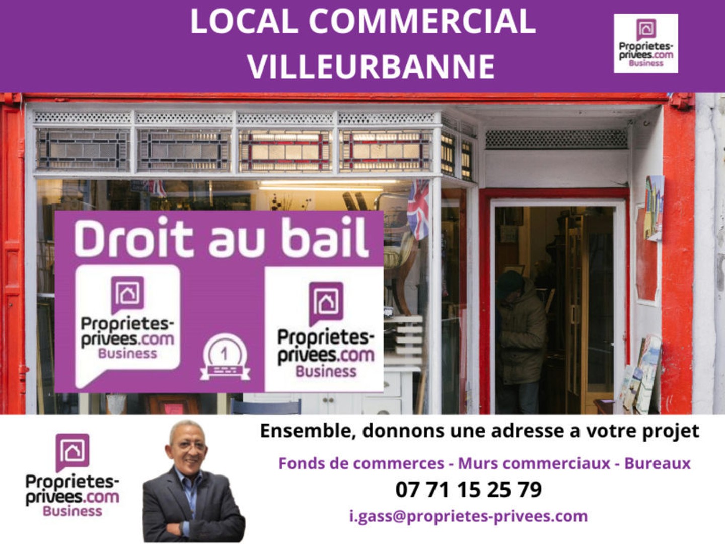 VILLEURBANNE - Cession de bail , local 60 m² Avec Logement