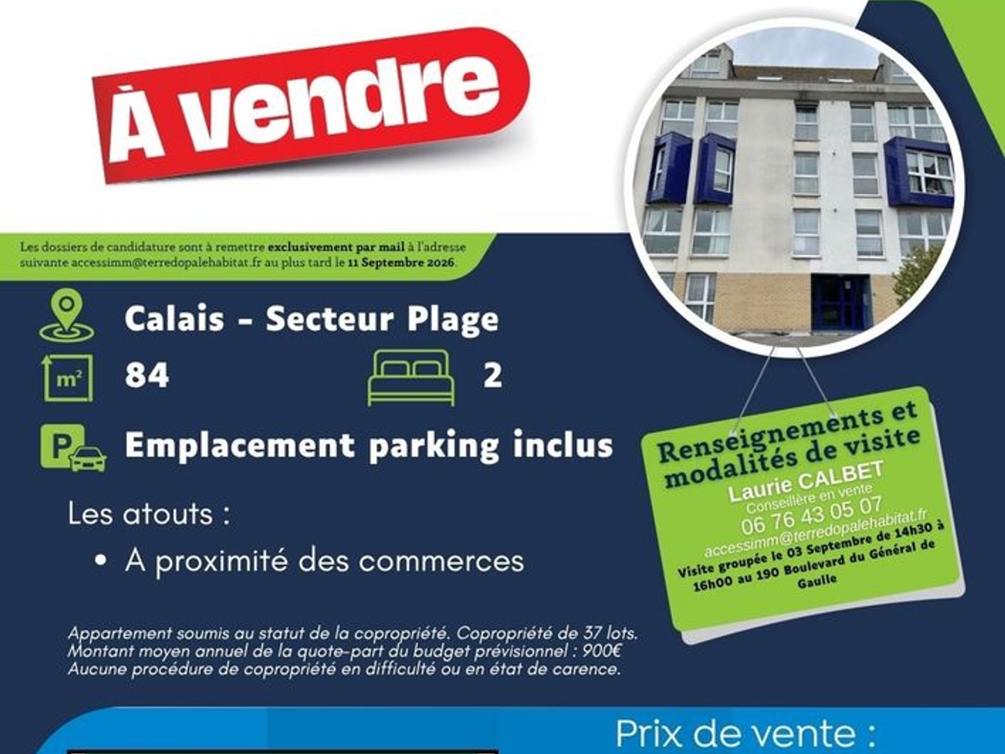 Appartement à vendre - 3 pièces - 84m2 - Calais (62100)