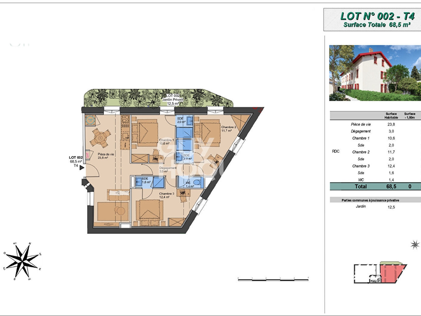 Montchat - Appartement T4 avec petit extérieur (Plateau à aménager), proximité parc Bazin, Lyon 3ème (69003)