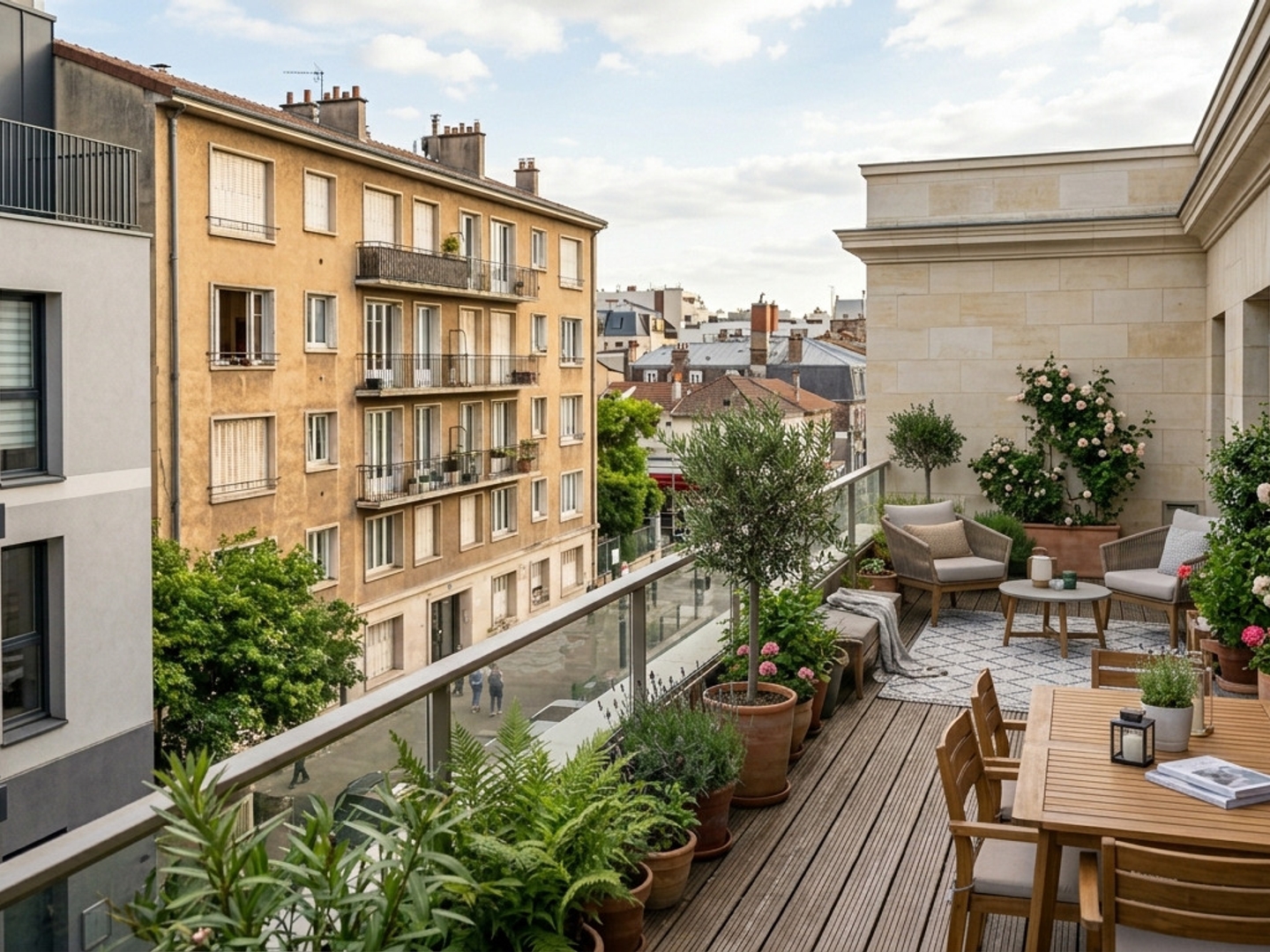 - BEAU T5 orienté SUD-OUEST, ETAGE ELEVE avec TERRASSE, PARKINGS, PROCHE MÉTRO -