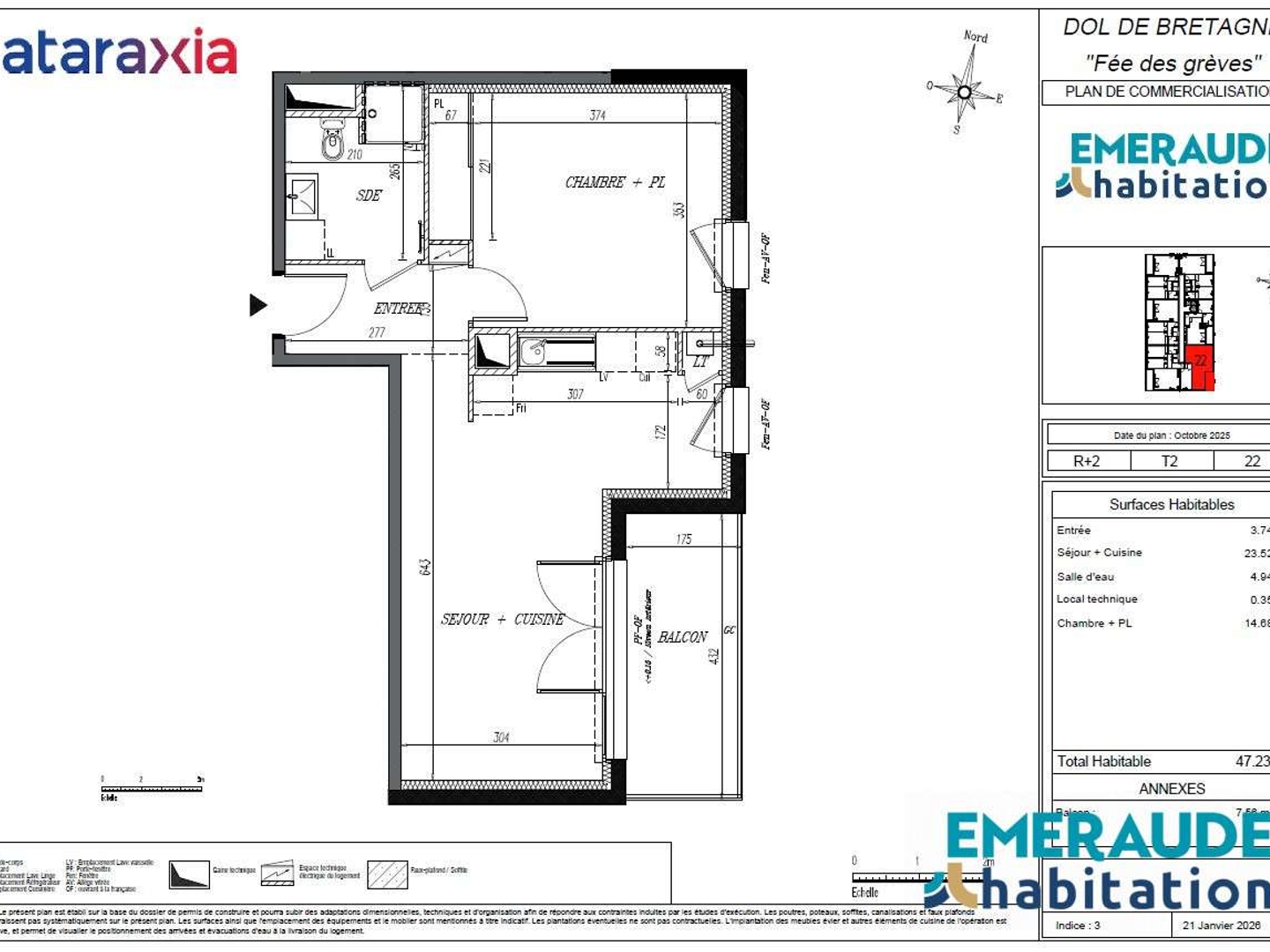 Appartement 2 pièces 47 m²