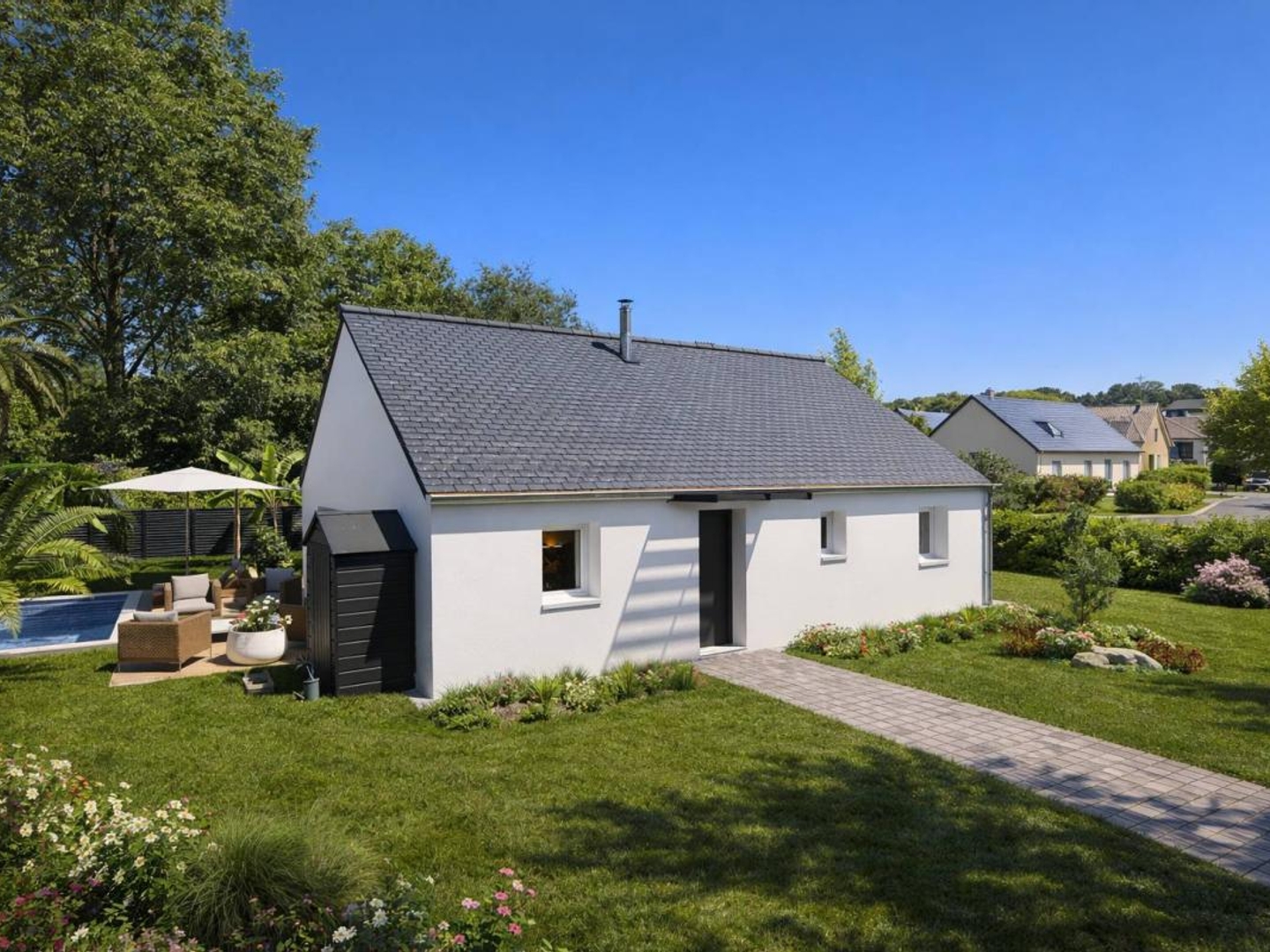 MAISON NEUVE DE PLAIN PIED AVEC TROIS CHAMBRES A MERDRIGNAC