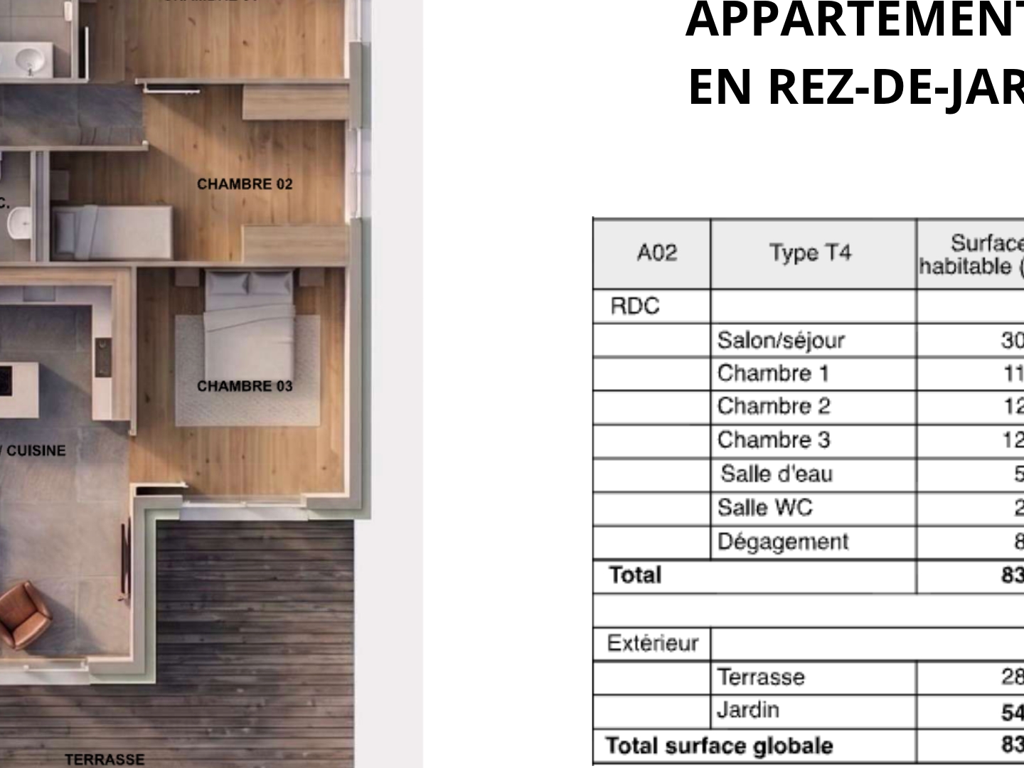 Appartement à vendre - 4 pièces - 83m2 - La Chapelle-D'abo... (74360)