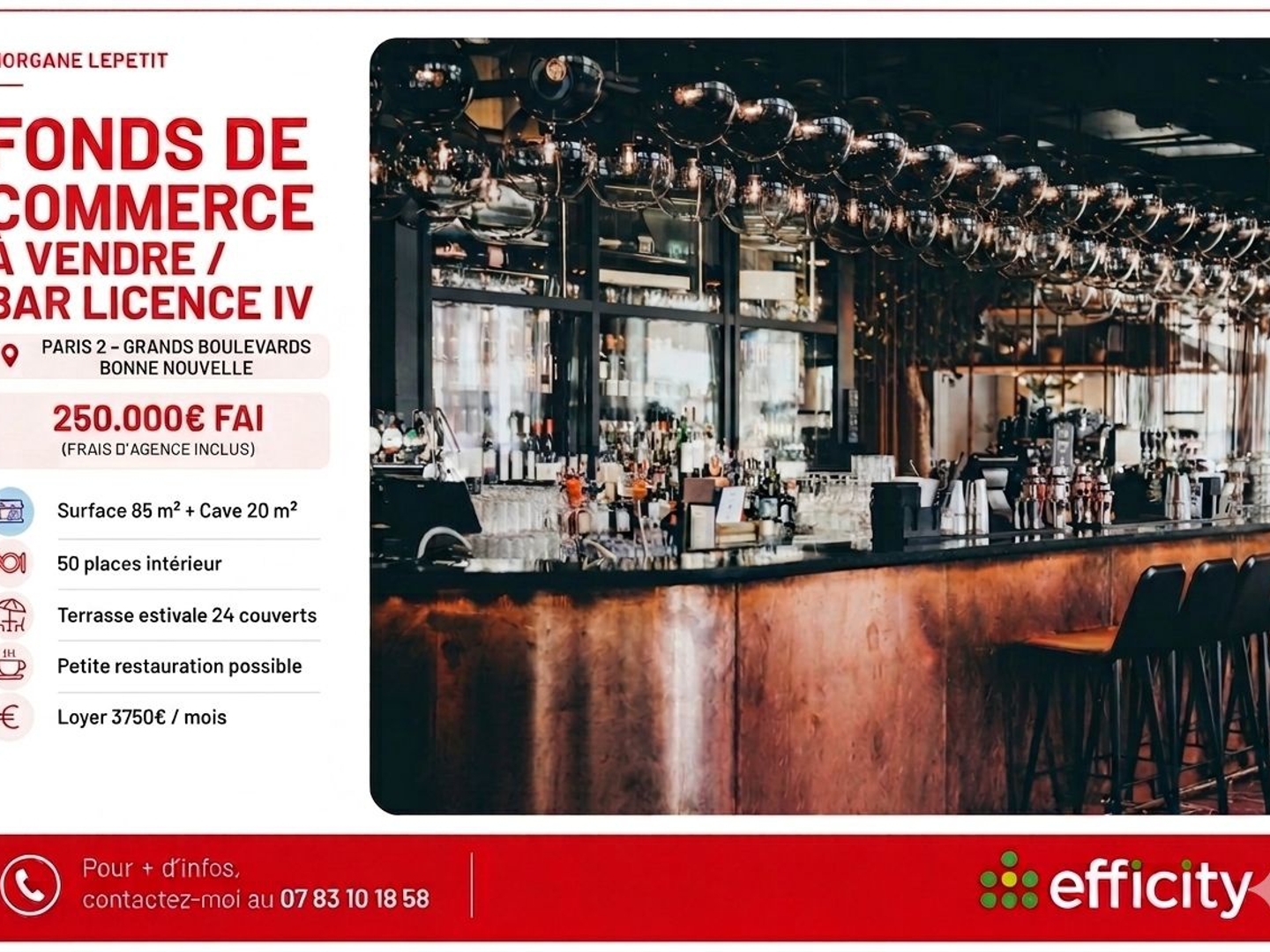 Fonds de commerce 85 m²