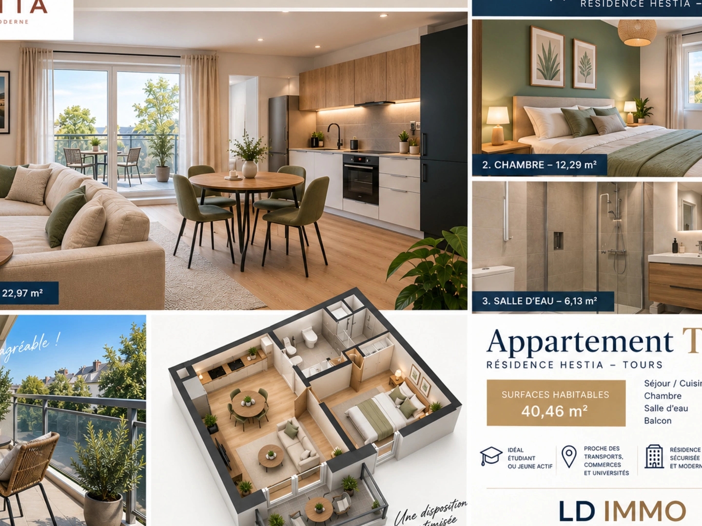 Appartement 2 pièces 40 m²