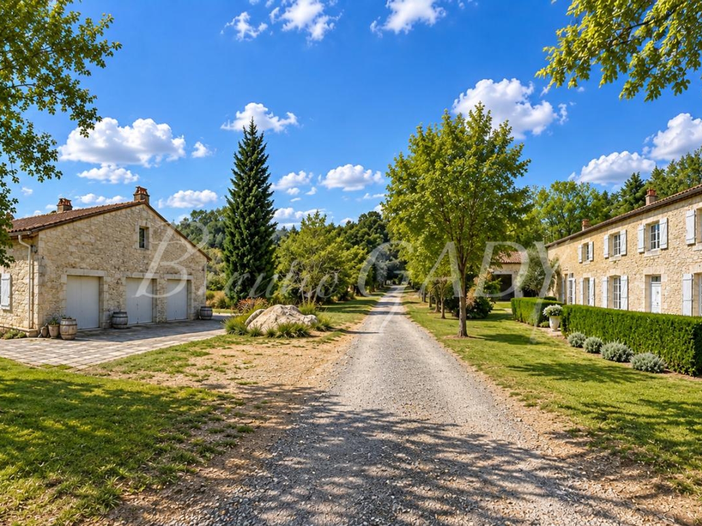 Ensemble immobilier de deux grandes maisons en pierre et atelier grange, sur THENAC avec 8 hectares de terrain