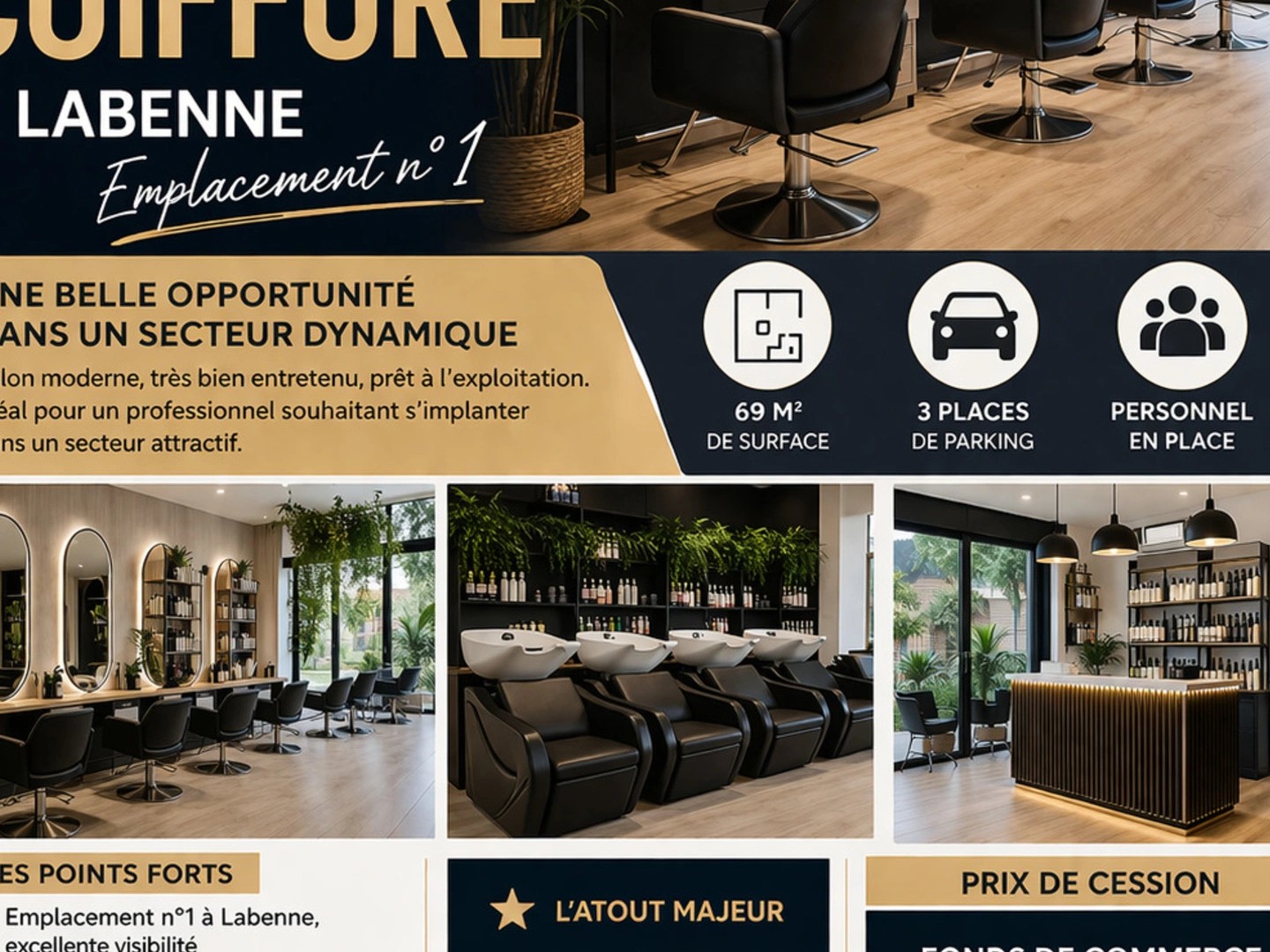 Fonds de commerce 3 pièces 69 m²