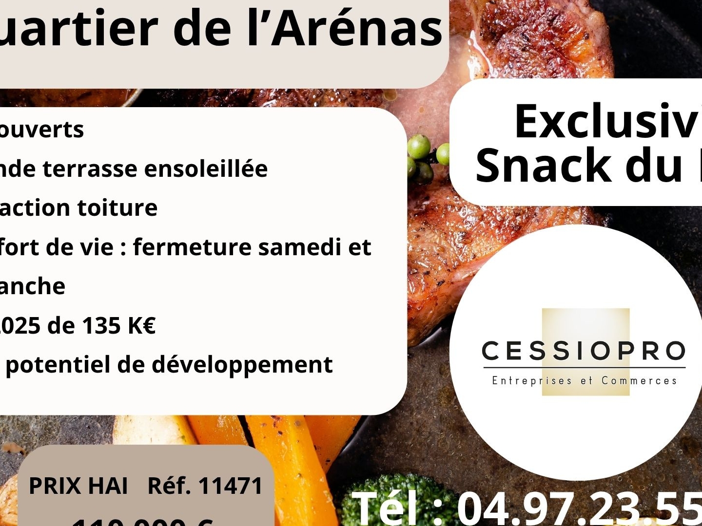 Exclusivité Snack du Midi avec Grande Terrasse Ensoleillée Quartier de l'Arénas à Nice